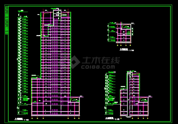 豪华多层办公楼建筑方案设计全套CAD图纸-图二