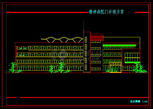 某市四层精神病院门诊楼建筑设计方案-图二