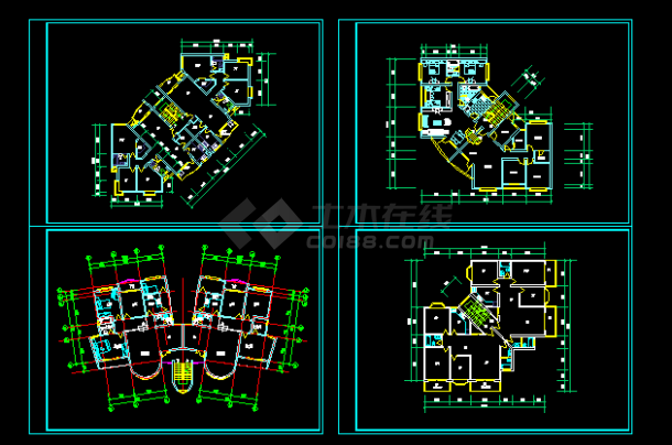 转角户型住宅楼建筑施工CAD设计方案图纸-图一