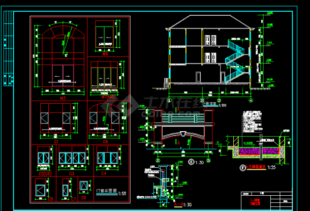 豪华中式别墅施工方案设计全套CAD图纸-图二