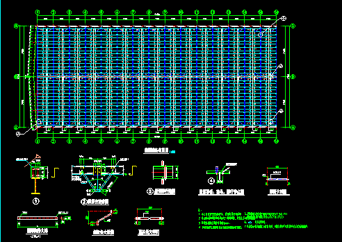 某大型钢结构原料库房整套cad结构建筑设计施工图纸-图二