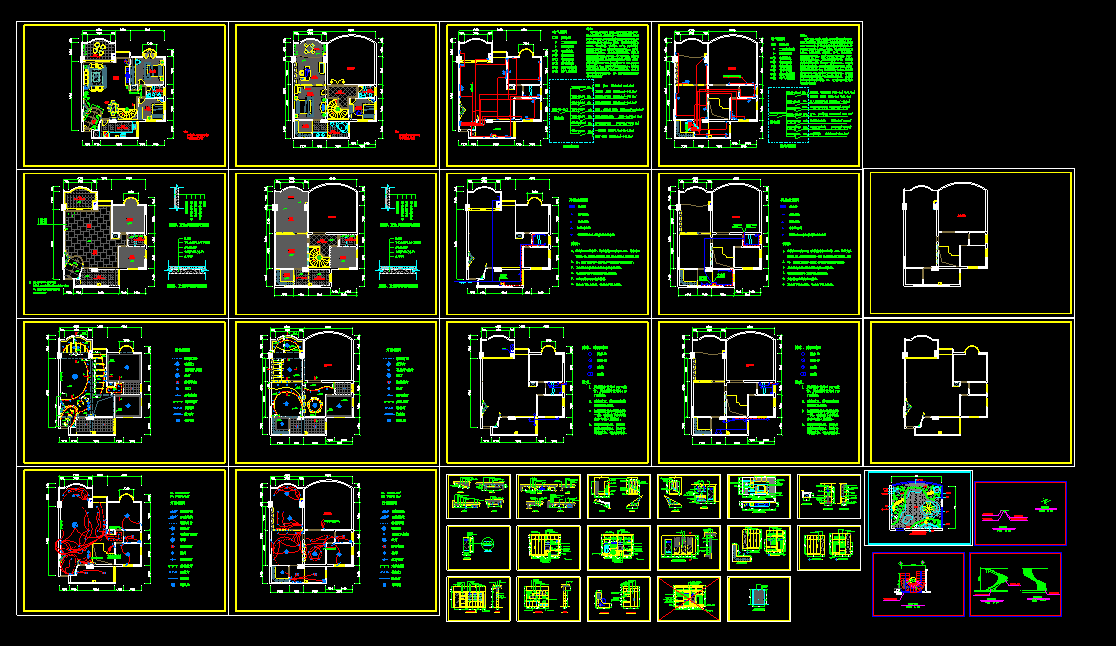 某一套完整的家装施工设计CAD平面图