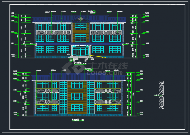 某市少年宫建筑工程cad施工简图-图二