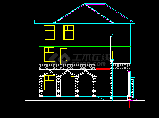 某独栋别墅建施方案设计全套CAD图纸-图二