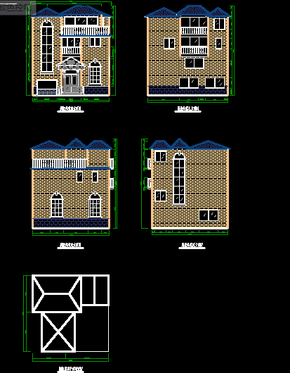 某别墅整体外观设计方案全套CAD立面图-图一