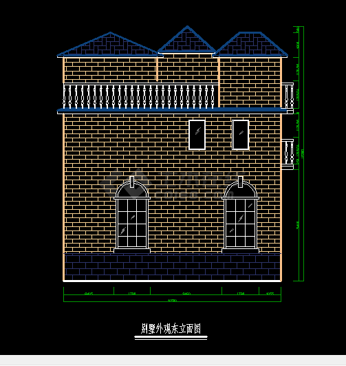 某别墅整体外观设计方案全套CAD立面图-图二
