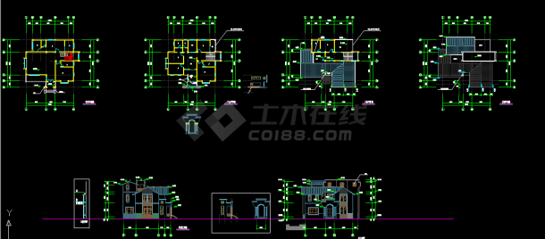 某豪华中式别墅建筑设计方案全套CAD图-图一