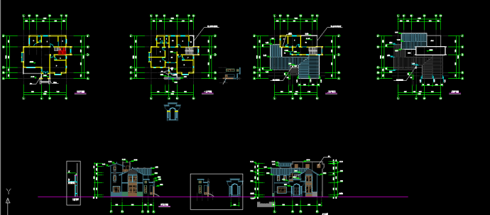 某豪华中式别墅建筑设计方案全套CAD图_图1