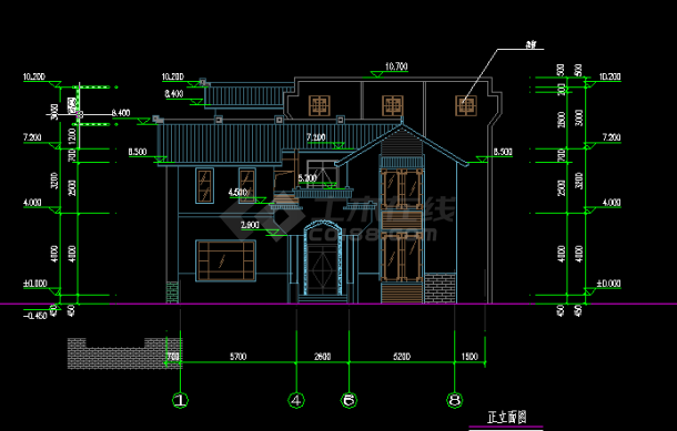 某豪华中式别墅建筑设计方案全套CAD图-图二