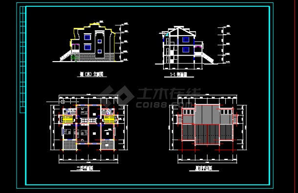 豪华中式别墅建施设计方案全套CAD详图-图二