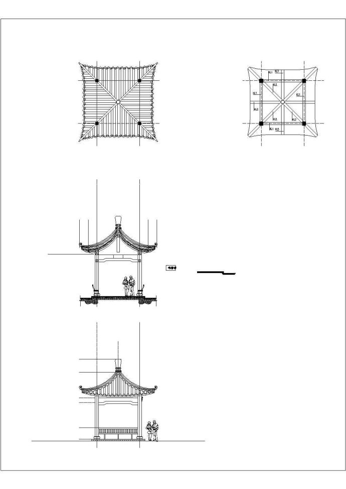 古典景观四角亭设计CAD施工详图_图1