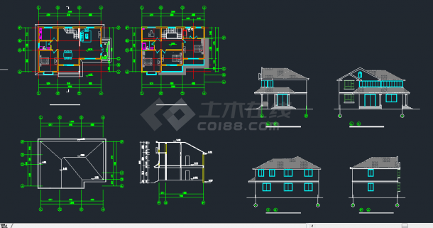 六合某地区乡村别墅建筑设计CAD施工方案图-图一