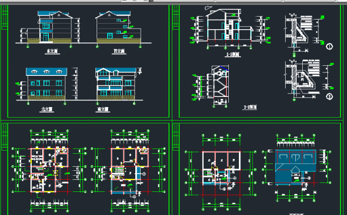 某地区乡村安进B型别墅建筑设计CAD施工图_图1