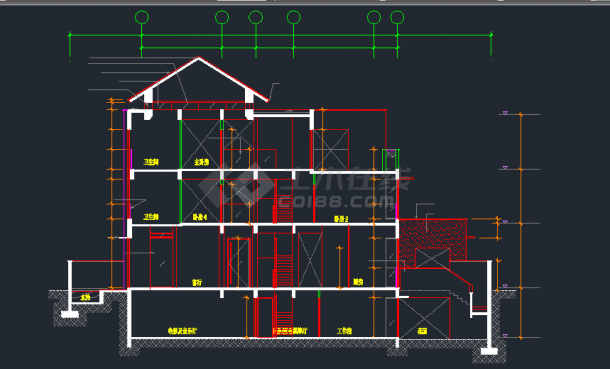 某地区双拼豪华中式别墅建筑设计CAD施工图-图二