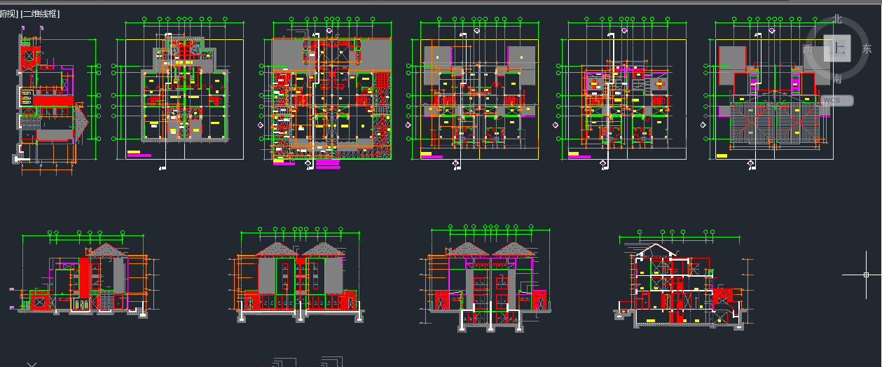 某地区双拼豪华中式别墅建筑设计CAD施工图