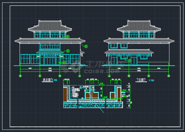 上海某洗浴中心cad全套设计建筑工程简图-图二