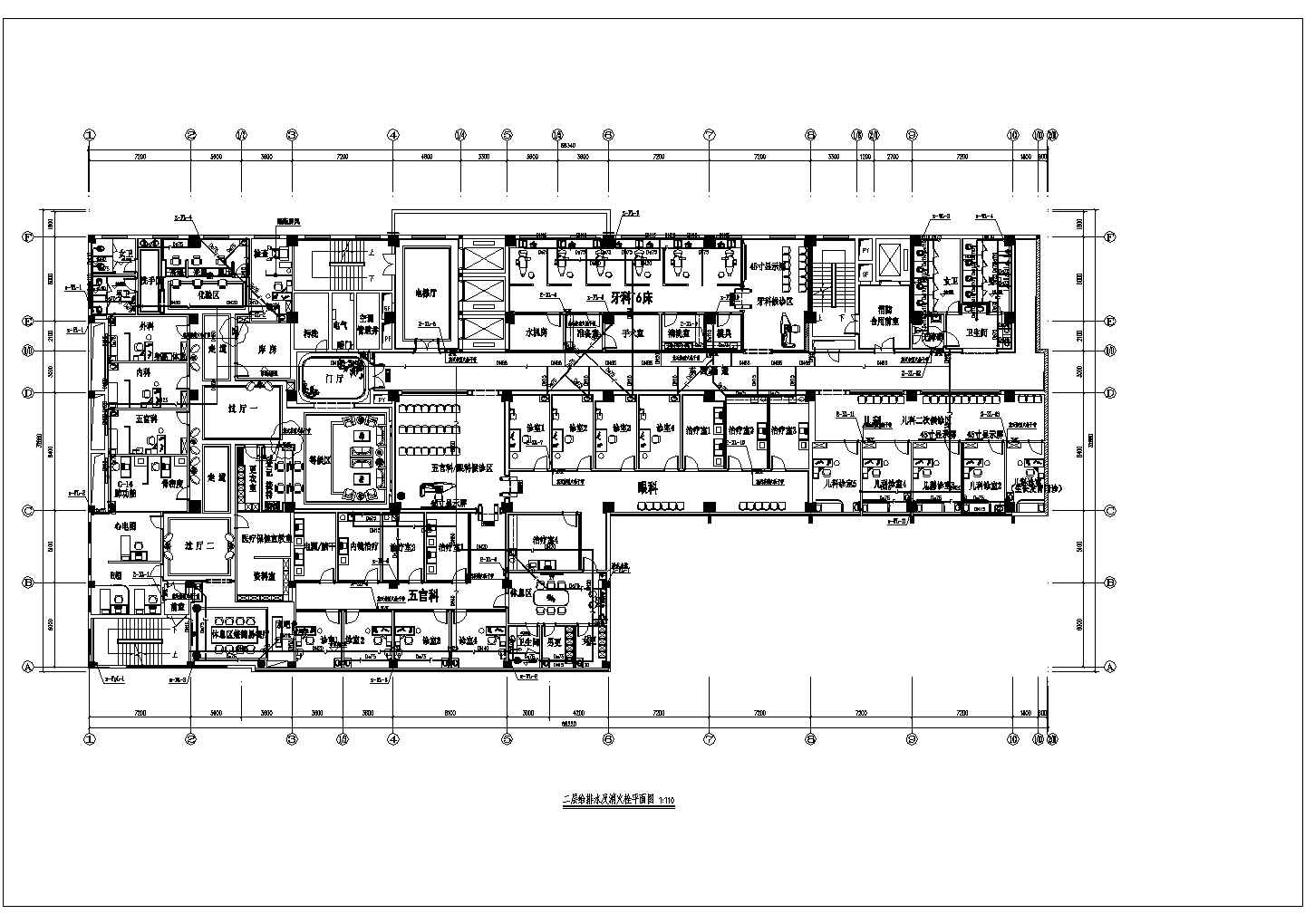 某市第二人民医院老门诊楼装修一二层给排水及消防设计CAD图