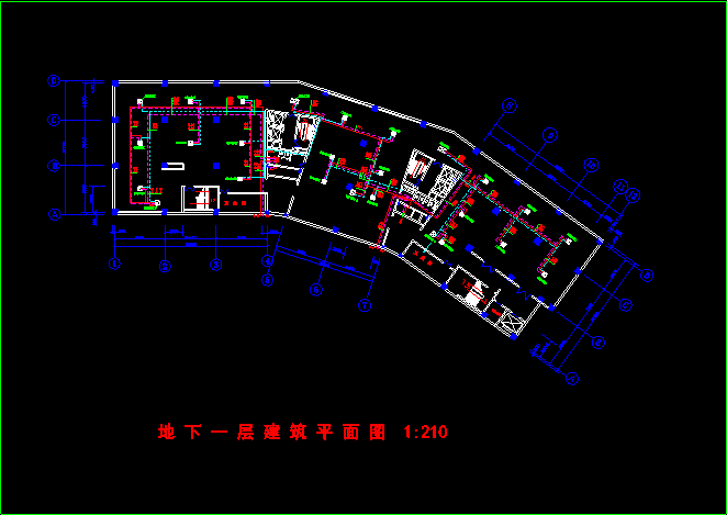 地下一层建筑空调水路详细cad布置方案图纸_图1