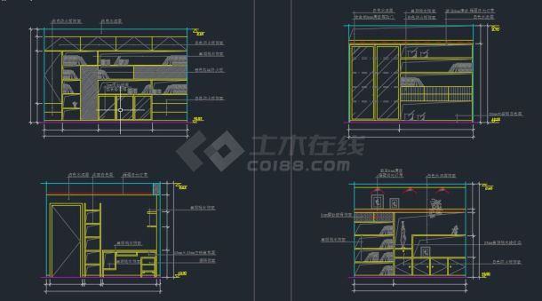 某地区书房设计装修方案二cad图-图二