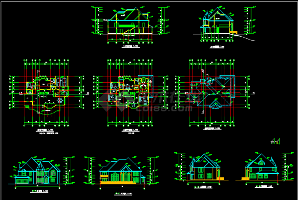 某框架结构别墅CAD施工设计方案图-图一