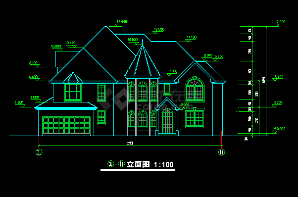 某框架结构别墅CAD施工设计方案图-图二