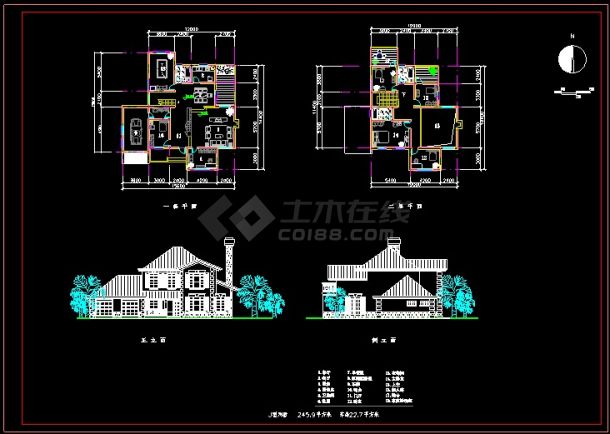 14套别墅设计齐全方案CAD图纸-图二