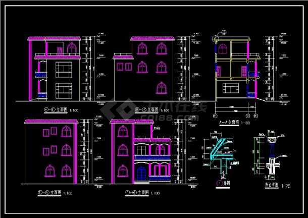 12个别墅设计详细方案CAD图纸-图二