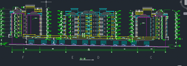 浙江某地沿街多层商住楼建筑设计CAD施工方案图-图二