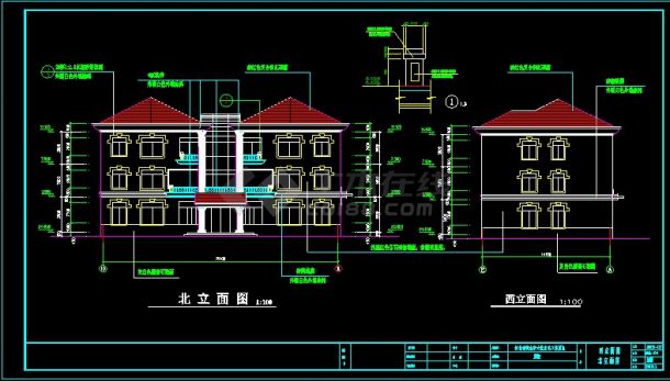 北方某豪华别墅建筑设计CAD施工图纸-图二