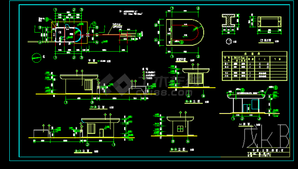 小区门卫室建筑施工CAD设计方案图纸-图二