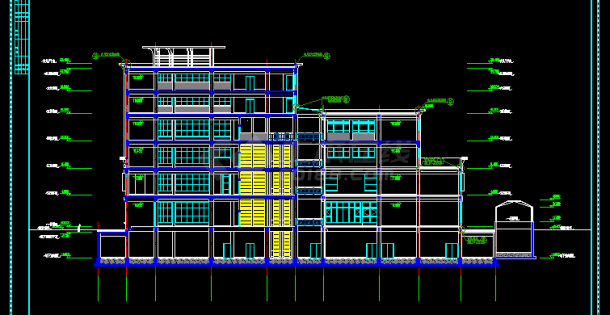 某综合楼建施方案设计全套CAD立面图-图二