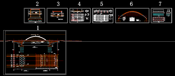 整套中承式拱桥整套建筑设计cad施工方案图_图1