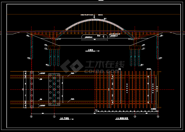 整套中承式拱桥整套建筑设计cad施工方案图-图二