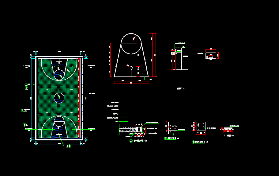 篮球场施工图（适用于一般球场）
