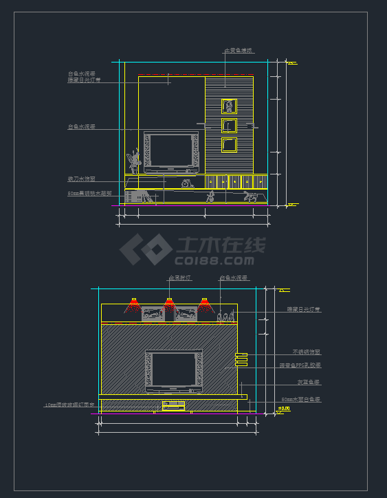 多种样式家居客厅装修CAD立面图-图二