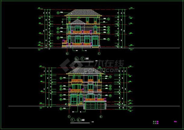 一套完整的别墅建筑结构cad设计施工图纸-图二