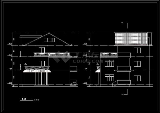 单栋别墅建筑的cad平面设计图纸-图二