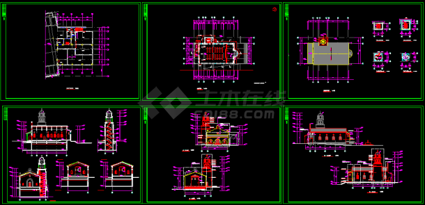 英伦建筑风格教堂设计cad施工图-图一