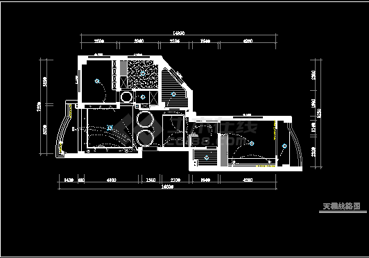 70平米小两居家装设计cad平面施工方案图-图二