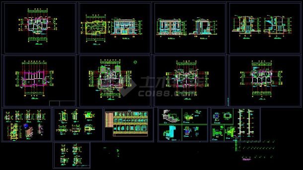 双拼别墅cad平面设计建筑施工图-图一