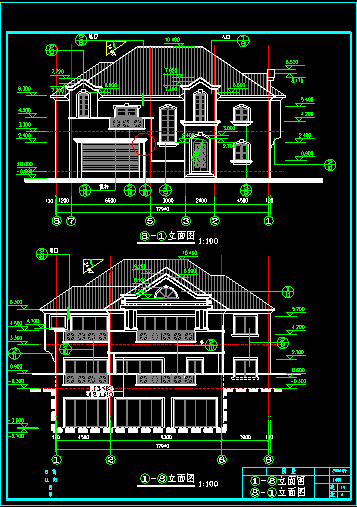 美式别墅全套平立剖设计CAD方案施工图-图二