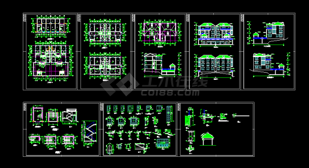 广东别墅设计全套施工方案CAD建筑图-图一