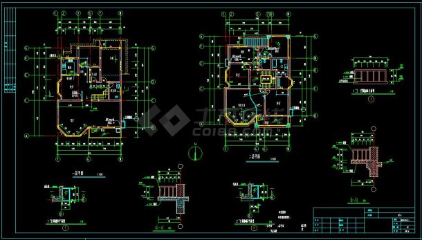 典型别墅的cad平面设计的建筑图纸-图二