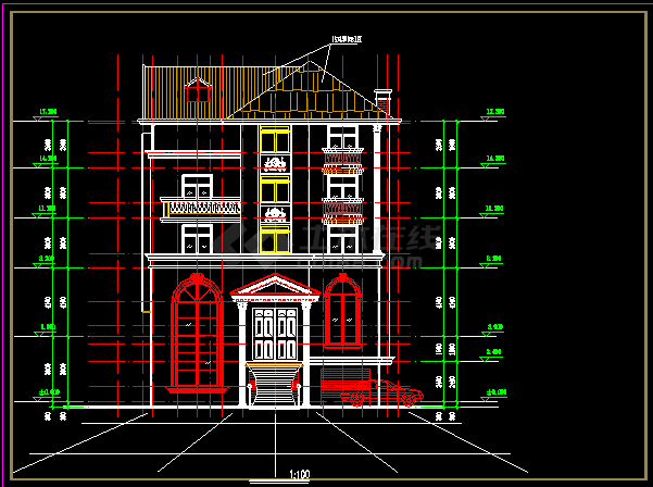 错层别墅建筑结构施工设计CAD方案图-图二