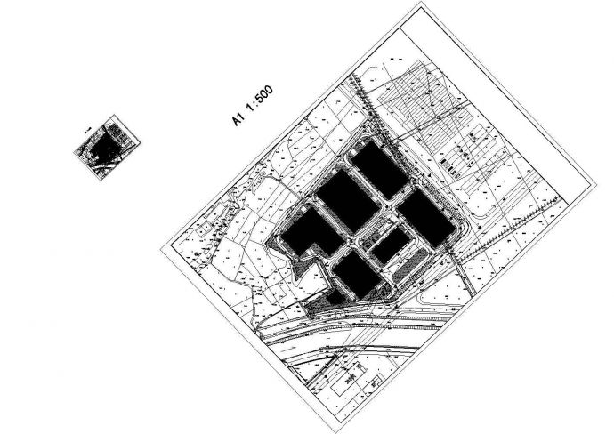 某医疗器械产业园建筑总图和地下室平面图_图1