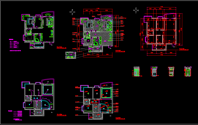 两居室户型室内家装设计cad平面施工方案图_图1