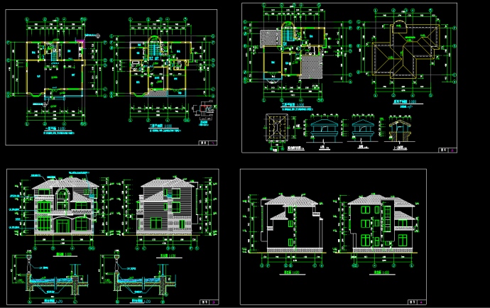 精致多层别墅建筑ca扩出施工设计图_图1