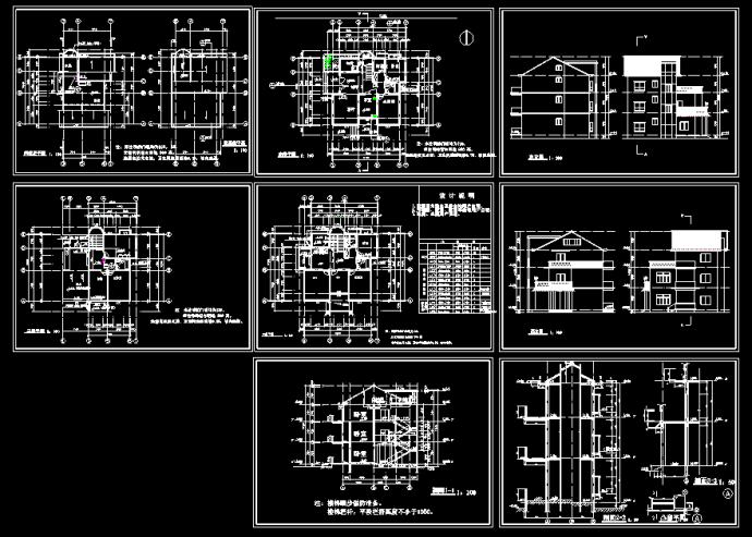 某经典单栋别墅建筑cad施工设计图_图1