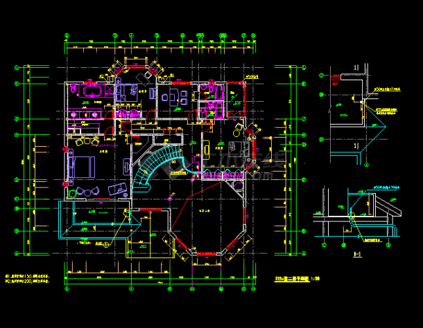 钢结构别墅建筑cad施工方案图纸-图二