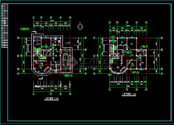 经典复式别墅建筑cad设计详细施工图-图二